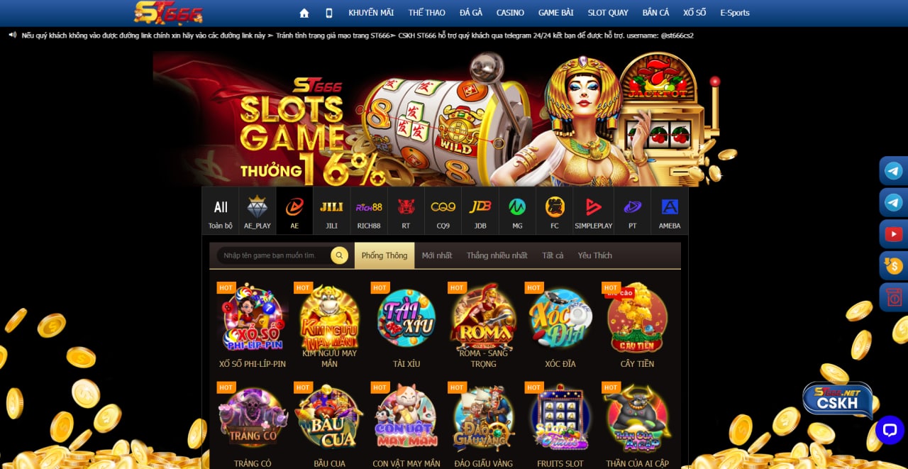 Top Game slot phổ biến tại ST666