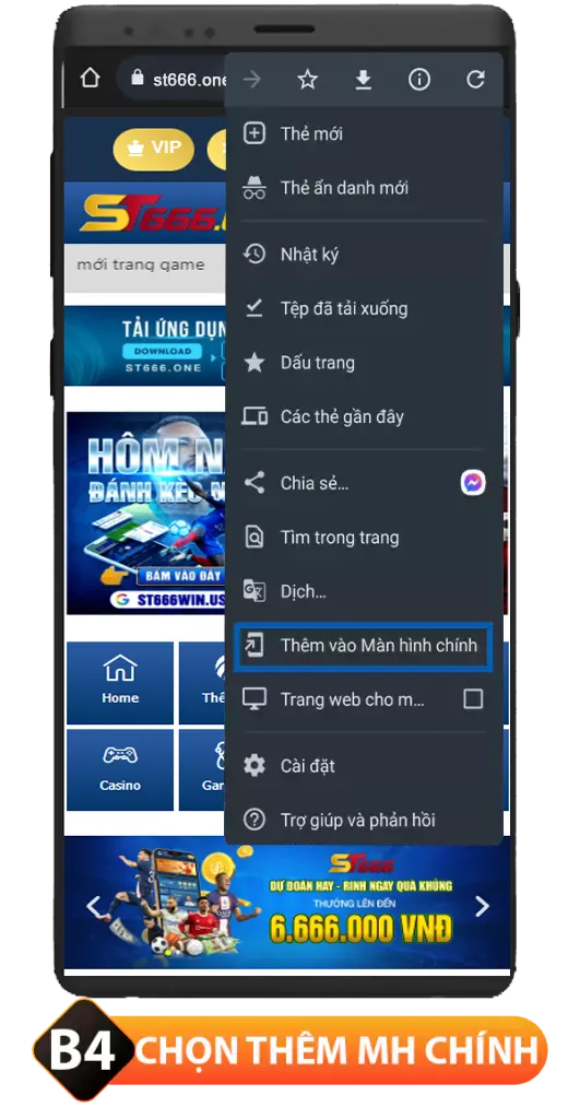 bước 4 tải app st666 android