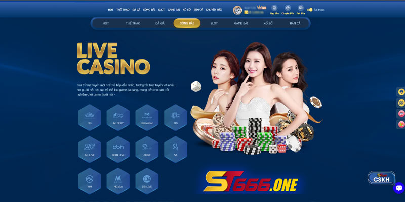 Sảnh casino online hấp dẫn 